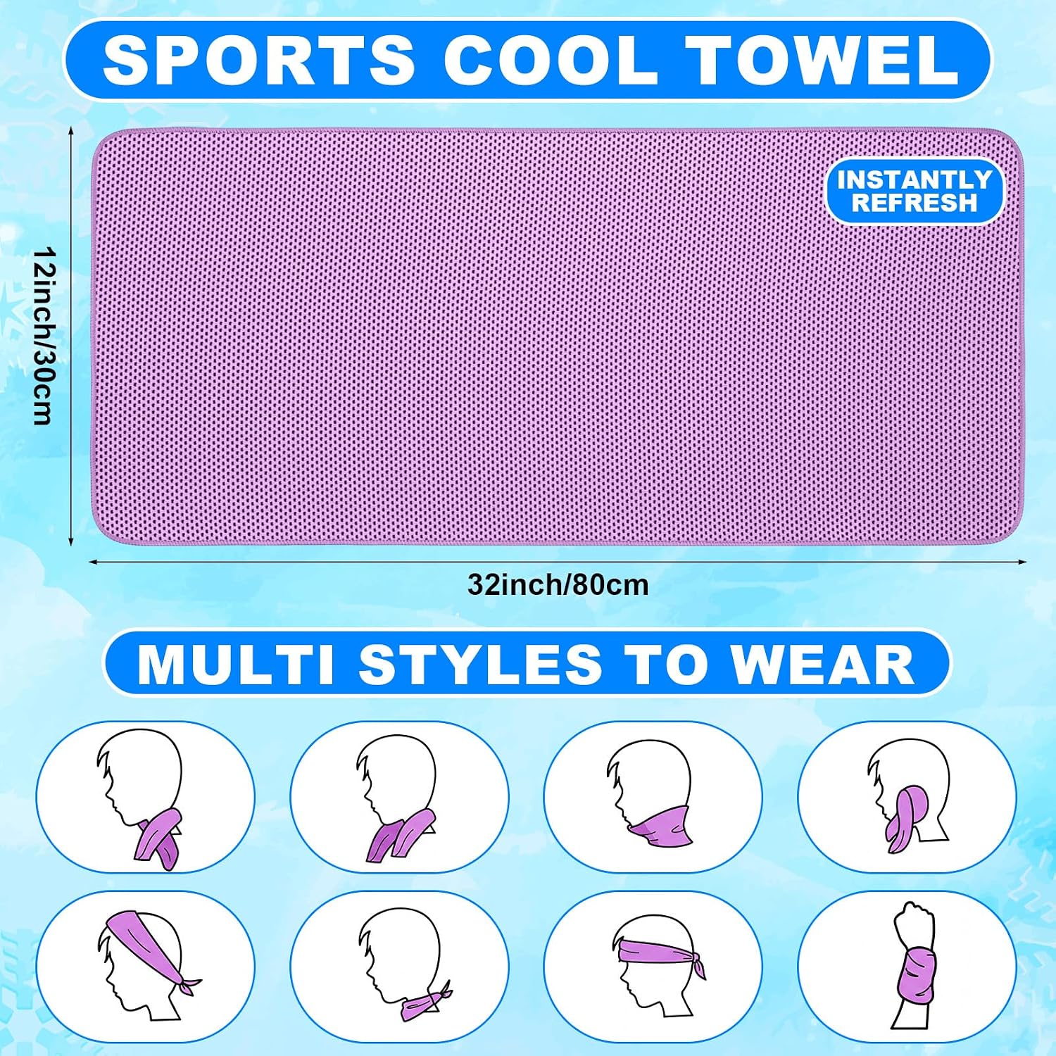Shellwei 100 Pcs Cooling Towels Bulk Microfiber Ice Cold,Macarons image 3