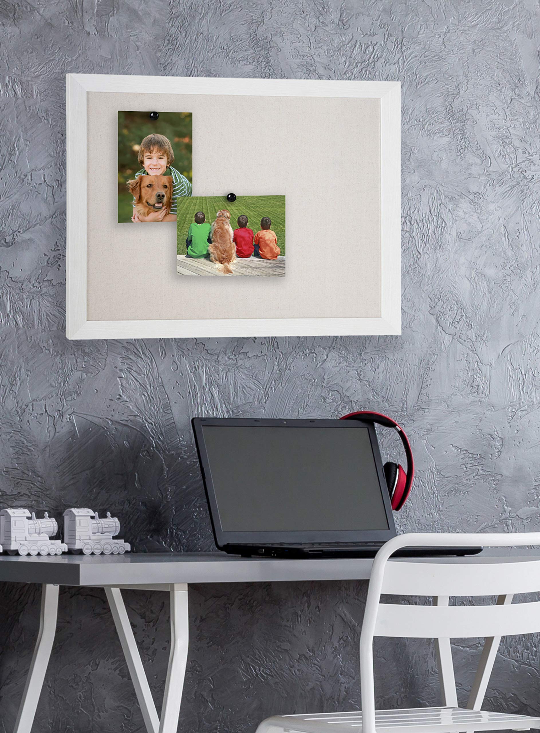 DesignOvation Beatrice Pinnwand, gerahmt, Leinen, 68 x 83 cm, Weiß