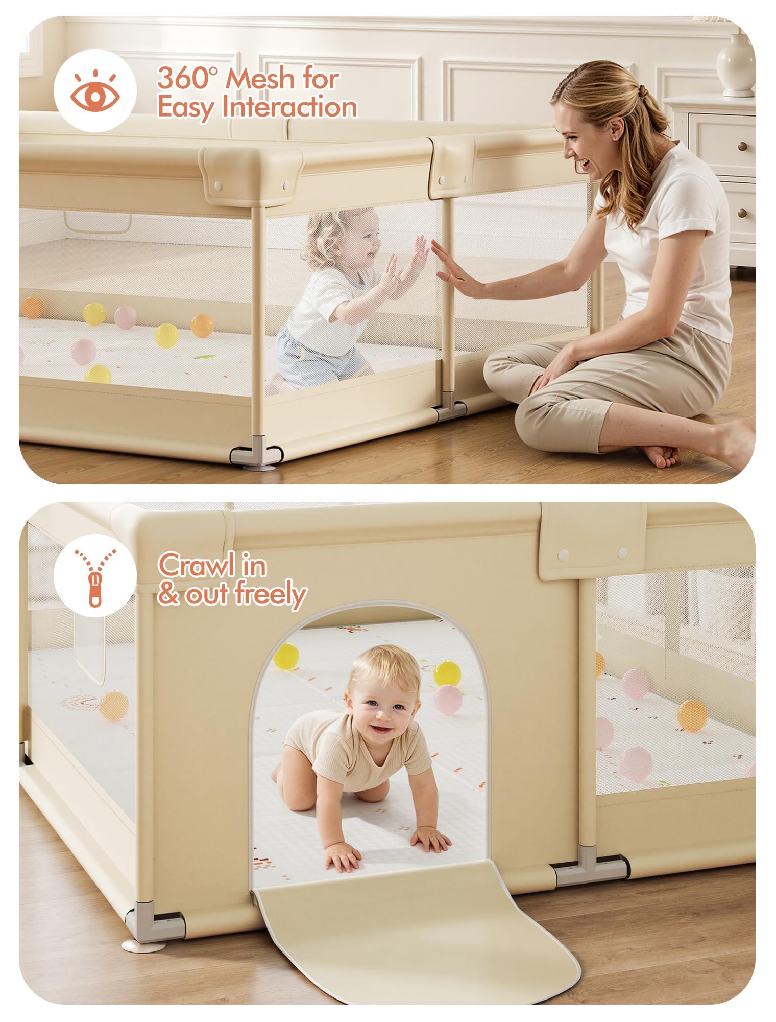 Parc bébé XXL avec tapis 150x180 cm pour jouer en toute sécurité