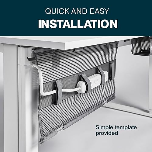 Miniatura 5 de Humanscale Cesta de alambre de malla para escritorio, organización de cables de alambre duradera para tiras y cables, organizador ligero y