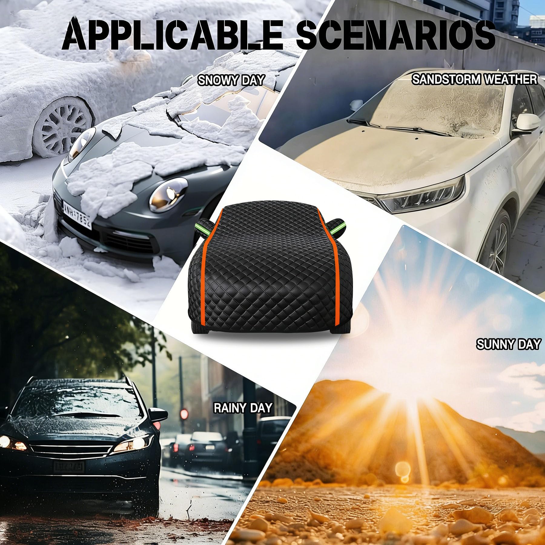 Bache Voiture Anti Grêle Epaisse pour Renault 5 E-Tech 2024-2025,Étanche Housse Voiture Exterieur Respirante Anti-Poussière Anti-UV,avec Bandes Réfléchissantes