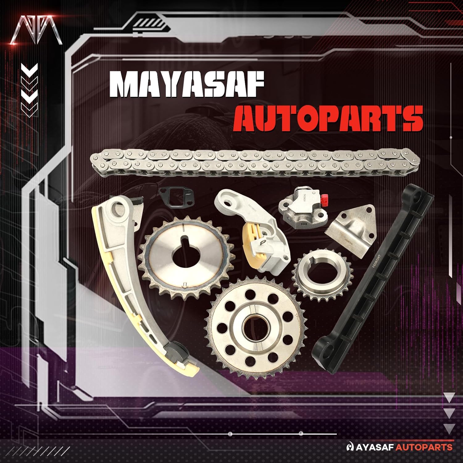 MAYASAF Engine Timing Chain Kit for Chevy Tracker 1999-03, for Suzuki Aerio 2002-07/Esteem 1999-02/Sidekick 1996-98/SX4 2007-09/Vitara 1999-03 2.0L L4