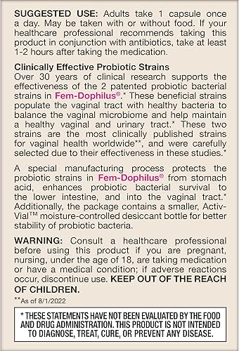 Miniatura 10 de Jarrow Formulas Fem-dophilus Mil Millones de Organismos por cápsula apoya la salud vaginal y del tracto urinario 30 cápsulas FEMS individual 1 1
