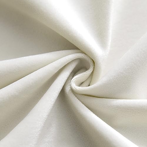 Miniatura 6 de VANASEE Cortinas de terciopelo marfil de 84 pulgadas de largo, cortinas de oscurecimiento de habitación para dormitorio, tratamiento de ventanas