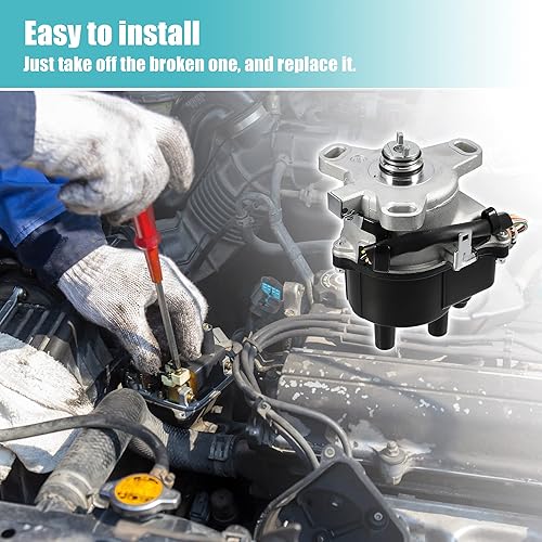 Miniatura 7 de X AUTOHAUX Distribuidor de encendido de repuesto para Honda CR-V 1999 2000 2001 30100-P6T-T01 6082903 TC081 TD-74U TD74U 8 pines