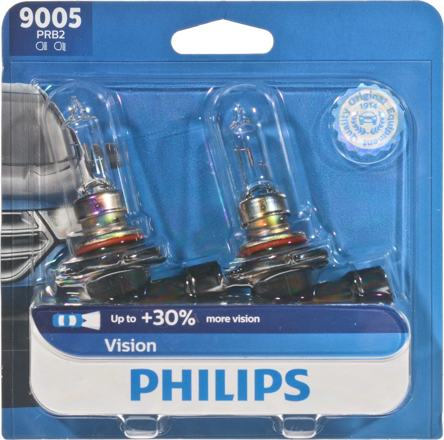 Philips Automotive Lighting 9005 Vision Upgrade Automotive Replacement Headlight Bulb, Fits Select High Beam, Low Beam, or Fog Positions (Pack of 2)