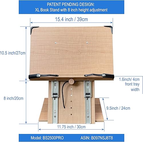 Miniatura 4 de BS2500PRO XL - Soporte para libros de texto universitarios grandes y gruesos de 15.4 x 10.5 pulgadas, altura ajustable, plegable, para lectura,