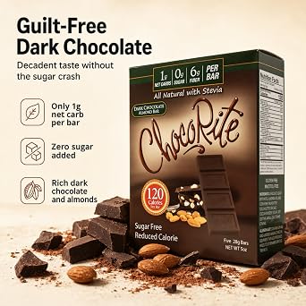 ChocoRite Dark Chocolate Bars, Almond, 5 Ounce