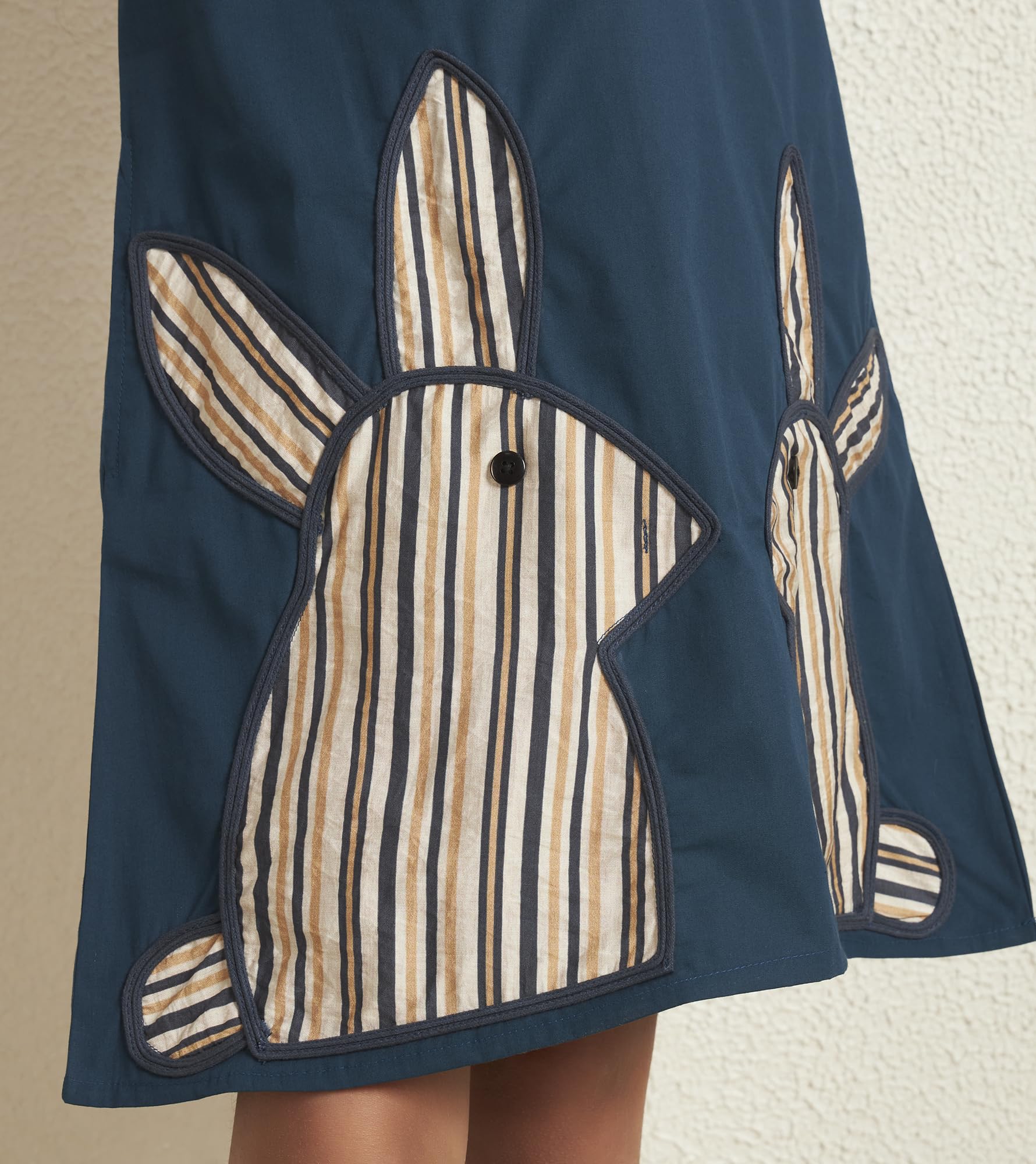 Bugandbees Girls Solid with Stripe Cotton Poplin Knee Length A-Line Dress|Kids Clothes for Girls Dress 10-11 Years Fashion Party Western Dresses|One Piece|Casual Wear(BBDR00000442_10-11Y_Teal Blue) 3