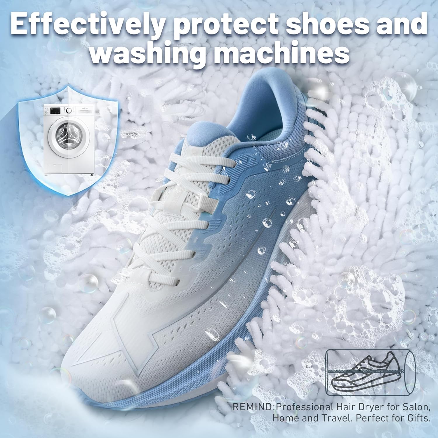 XXL Shoe Washing Machine Bag, Laundry Shoe Bag for Washer and Dryer, Laundry Shoe Bag Protect Sneaker, Running Shoes, Bras, Delicates and Toys, Includes 2 Shoes (White 2 Pack) - Image 2