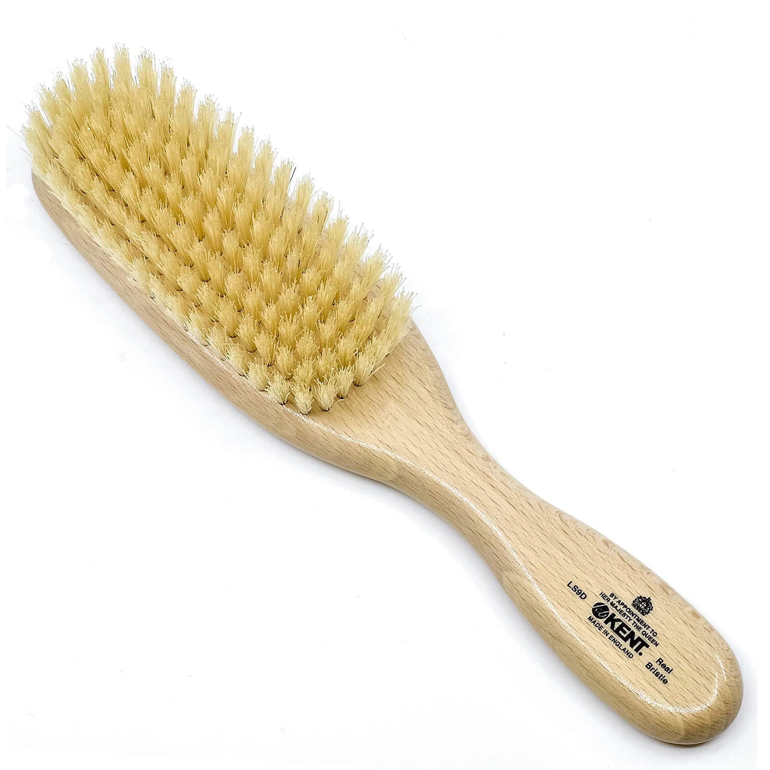 LS9D Satinwood Pure Soft White Bristle Narrow Hair Brush – Boar Bristle Brush for Thin Hair. Luxury Styling, Straightening, and Smoothing. Ideal for Women. Made in England