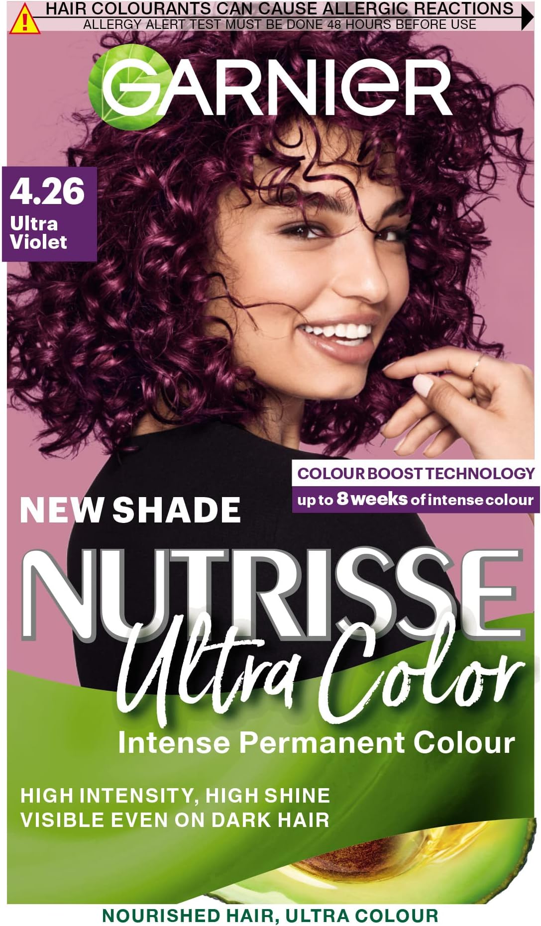 Nutrisse Ultra Color 4.26 Ultra Violet Permanent Hair Dye, Electrifying Bold 8-Week Colour, Up to 100% Grey Coverage, Vegan Formula for 3x Shinier & Stronger Hair with 5-Oil Conditioner