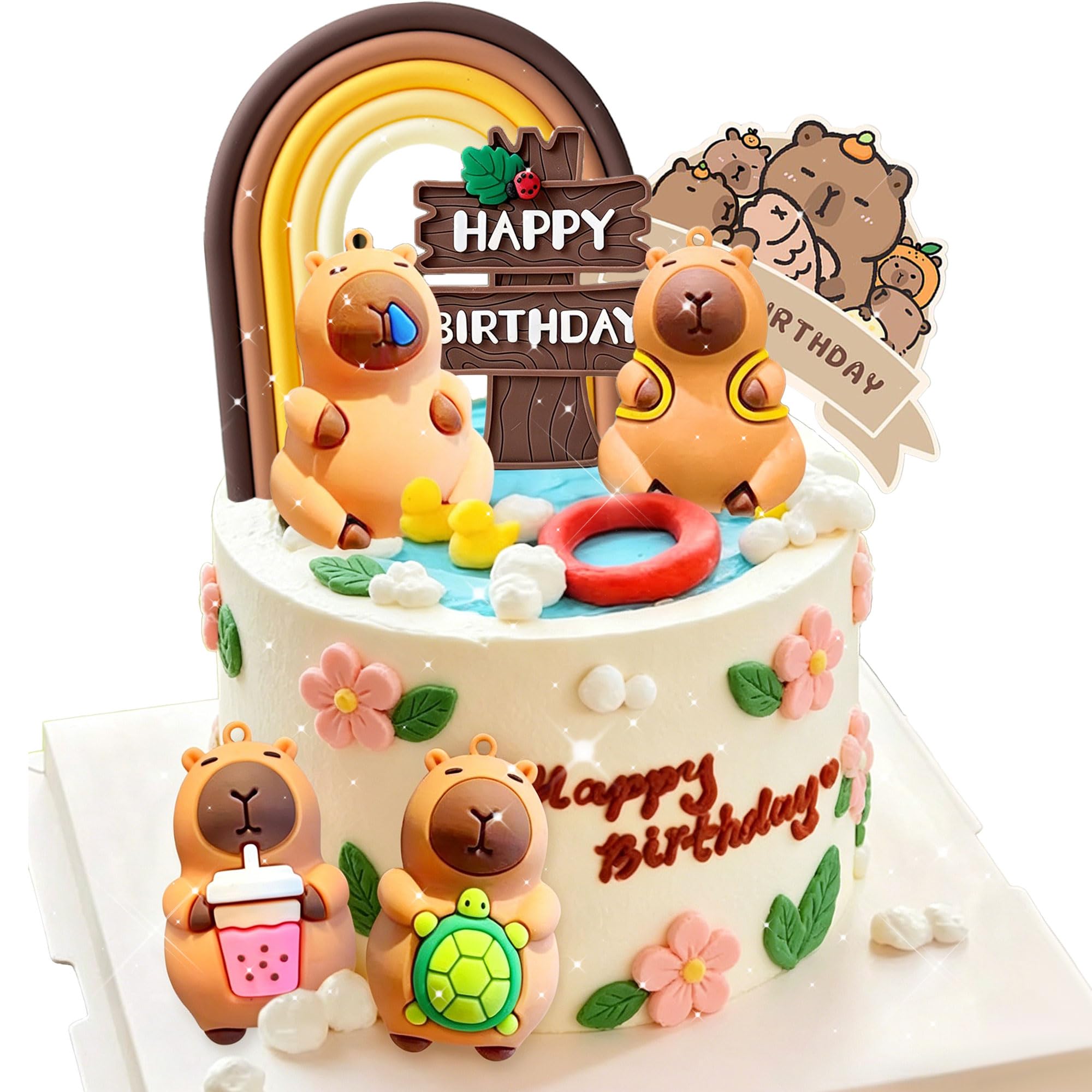 Capybara Cake Toppers Mini Blowfish Party Supplies for Capybara Birthday Party Supplies Shower Favors