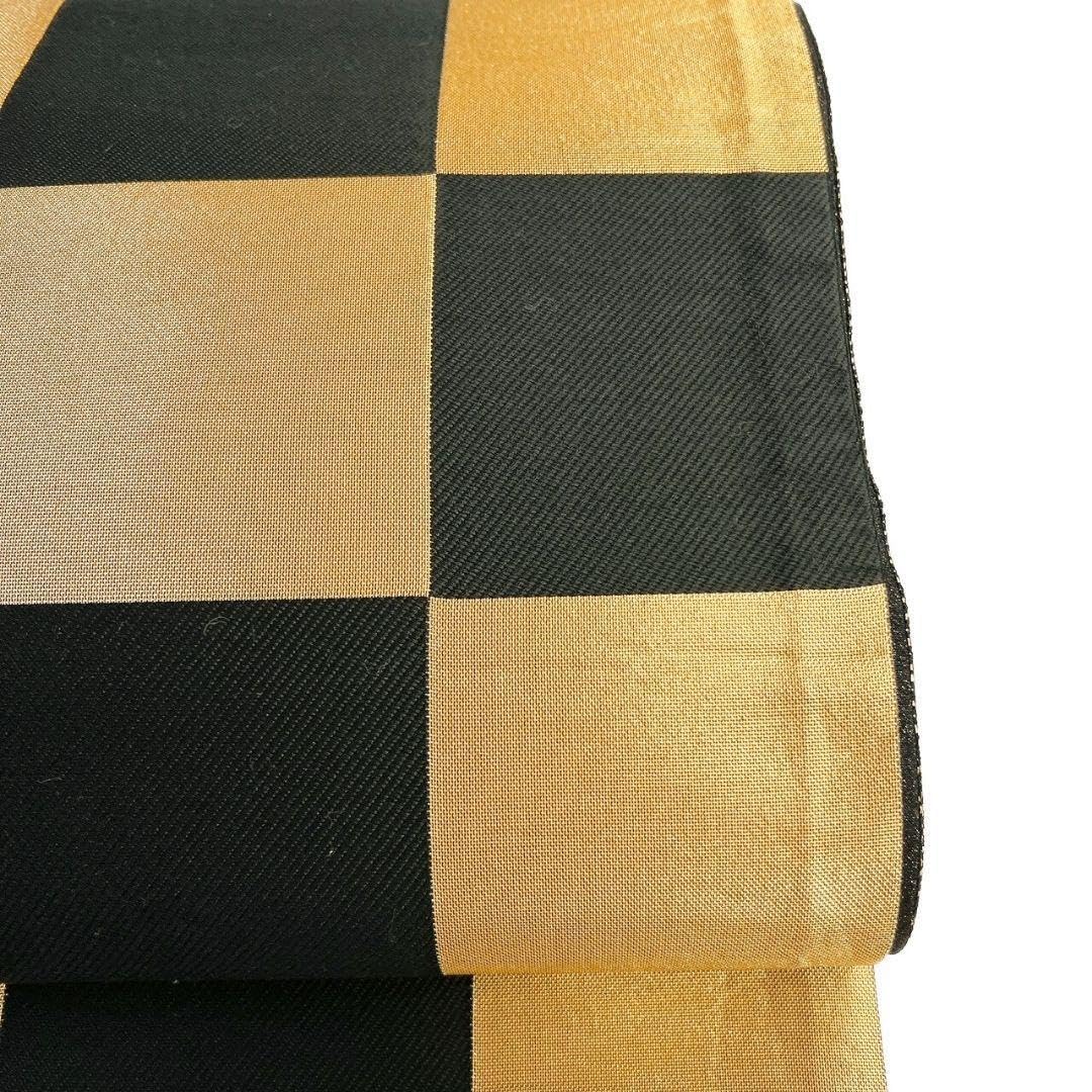 Amazon.co.jp: 袋帯 振袖帯 市松模様 黒 金 着物 093w p.025ho