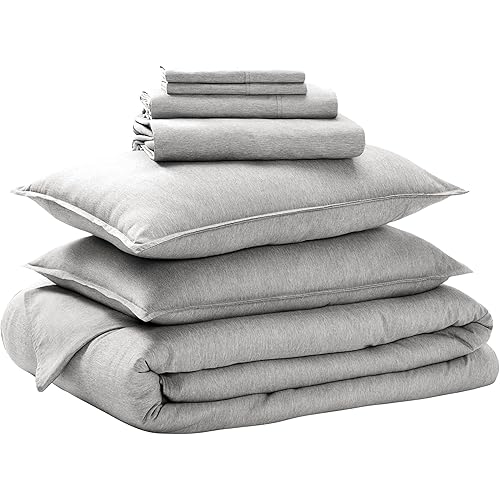 Bare Home Bed-in-A-Bag 7 Piece Comforter & Sheet Set - California King - Goose Down Alternative - Ultra-Soft 1800 Premium Bedding Set - Cationic (Cal King, Heathered Pewter)