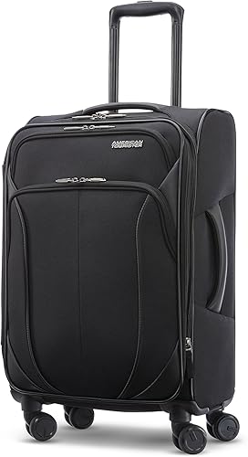 American Tourister 4 KIX 2.0 Expandable Softside Luggage with Spinner Wheels, 20 SPINNER, BLACK