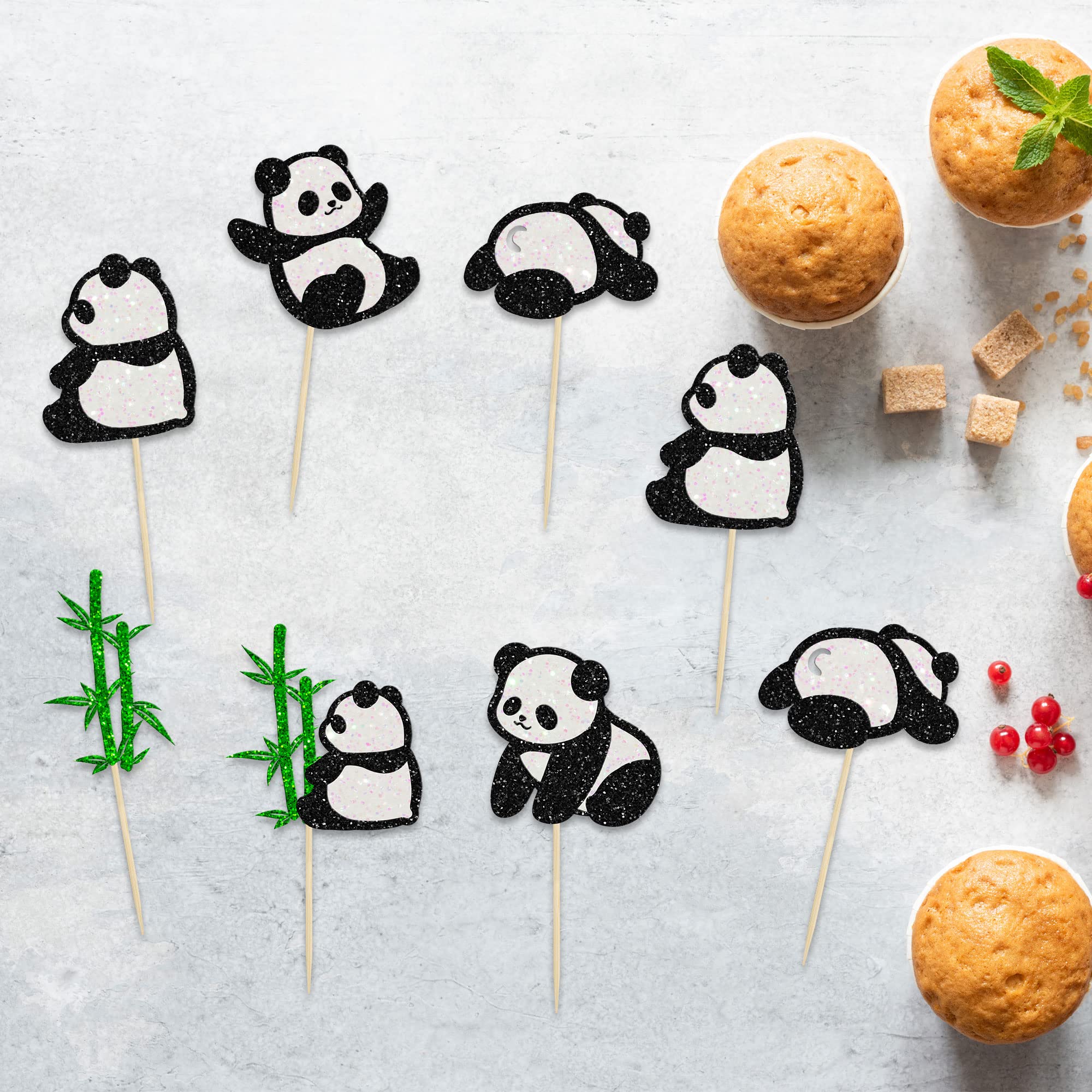 PLNVNVP Set van 8 schattige panda-figuren, mini-panda-figuren PLNVNVP Set van 8 schattige panda-figuren, mini-panda-figuren