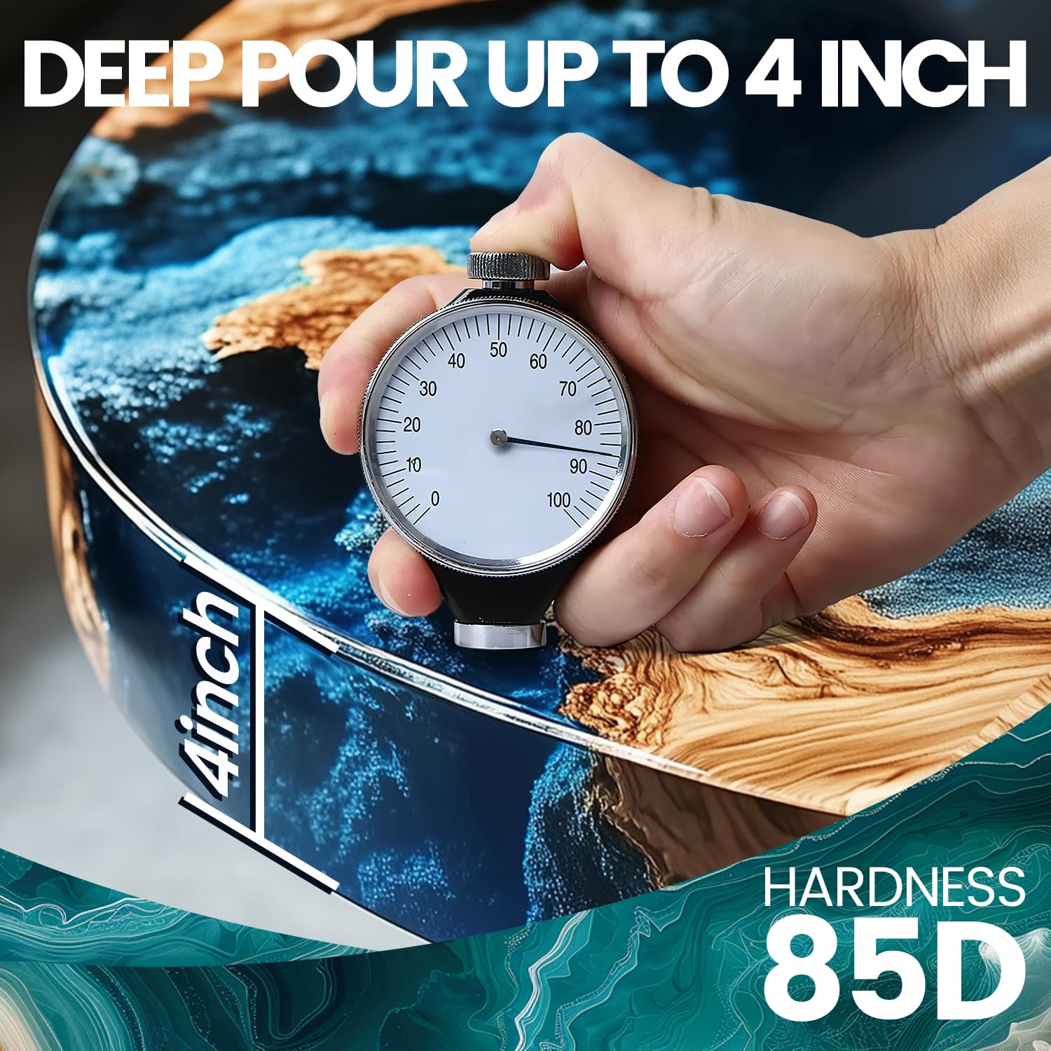 Deep Pour Epoxy Resin 1.5 Gallon Kit(2:1),2-4 Inch Super Clear High Temp Resistant Casting Epoxy Resin with Low Viscosity,Bubble Free,Low Odor Resin for River Table,Mold,Flower and Wood