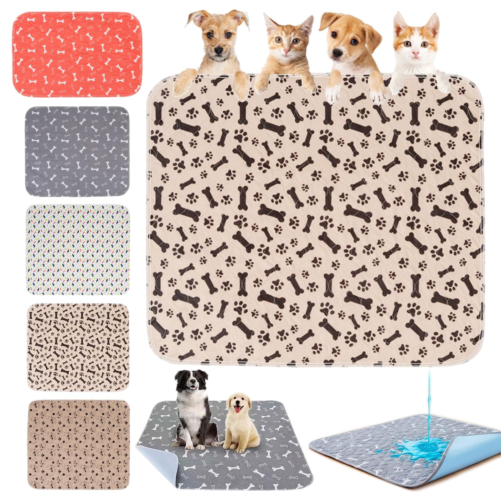 2 Packs Puppy Pad with Pheromones, Washable Puppy Pad Pee Pads for Dogs & Cats, Leak & Odor Proof Reusable, Non-Slip Base for Pet Training, Indoor & Travel Use (Brown,1pack, 70x80cm) โ image 1