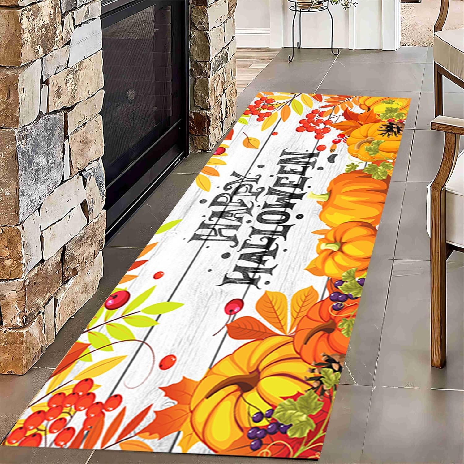 PDENZG Fall Thanksgiving Runner Rug,2x7ft,Washable
