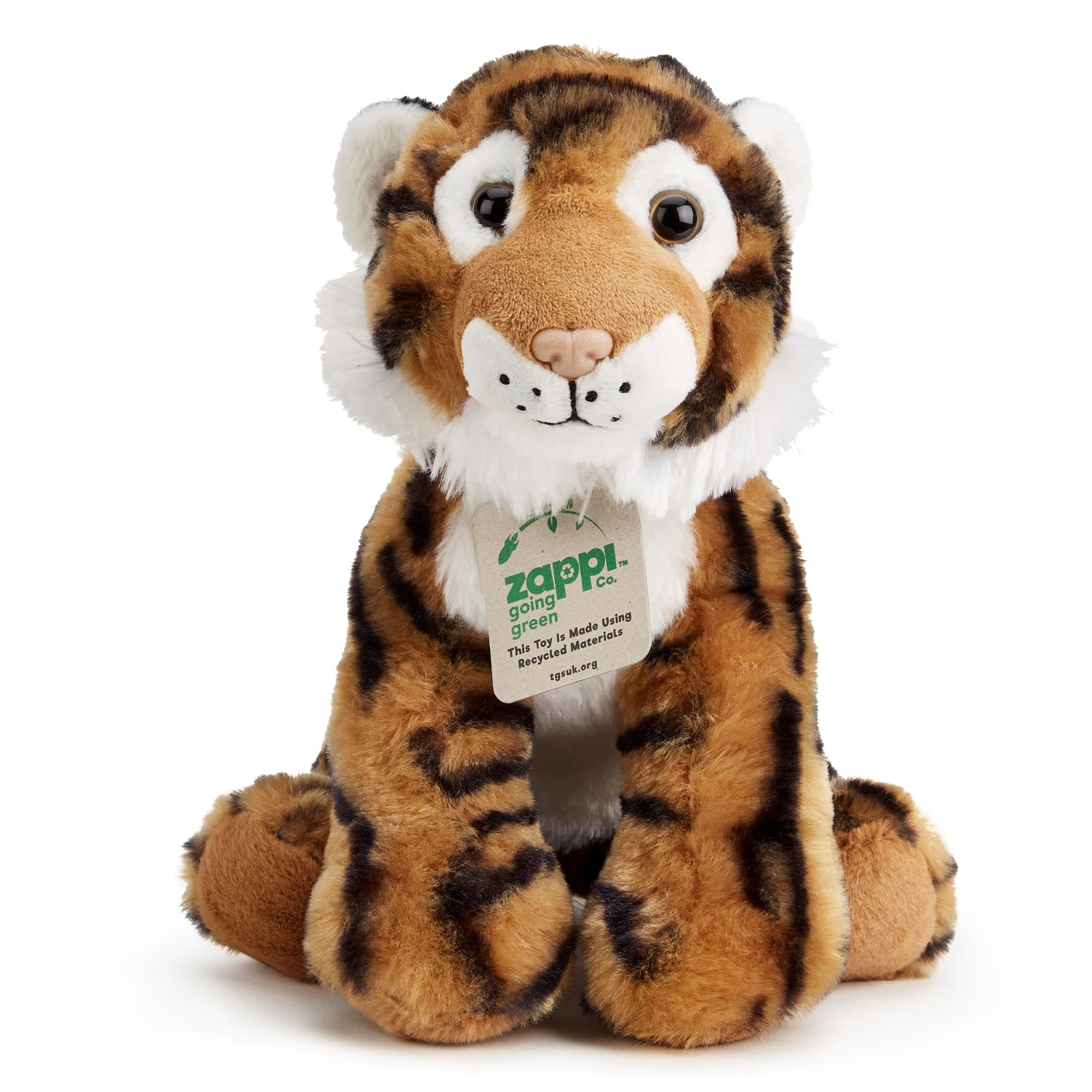 Zappi Co Mark the Tiger Plush Toy (22cm) Striped Jungle Cat - Soft, Cuddly, 100% Recycled - Majestic Feline Friend — view 6