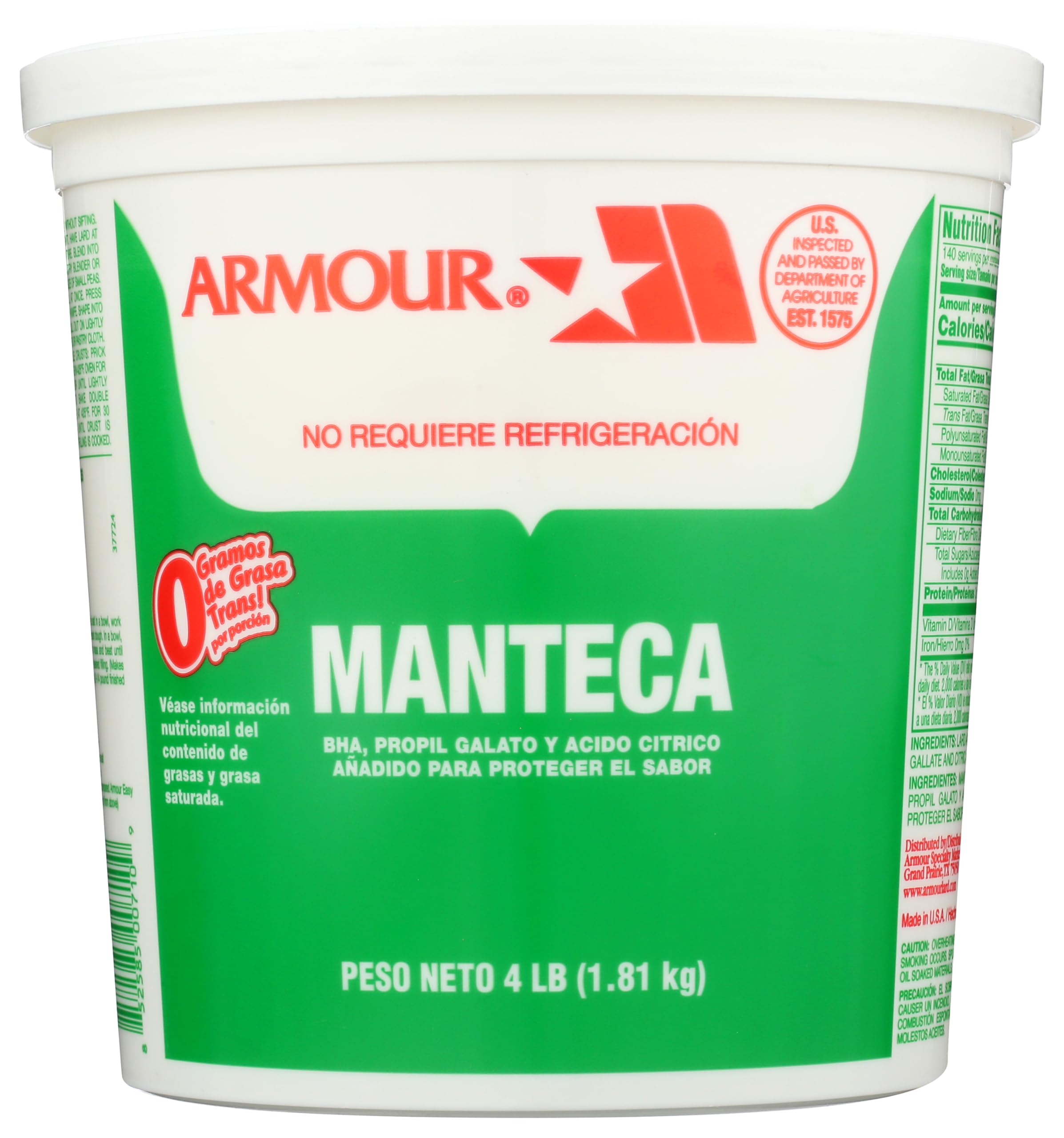 Armour Bote de manteca de cerdo de 4 libras