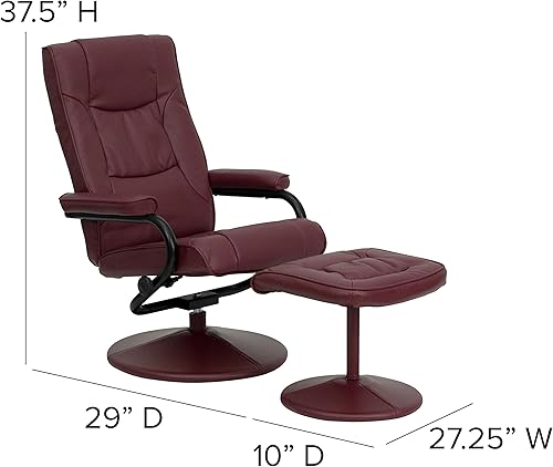 Miniatura 13 de Flash Furniture Rachel - Silla reclinable de LeatherSoft contemporánea multiposición con otomana, silla reclinable giratoria de 360 grados y juego