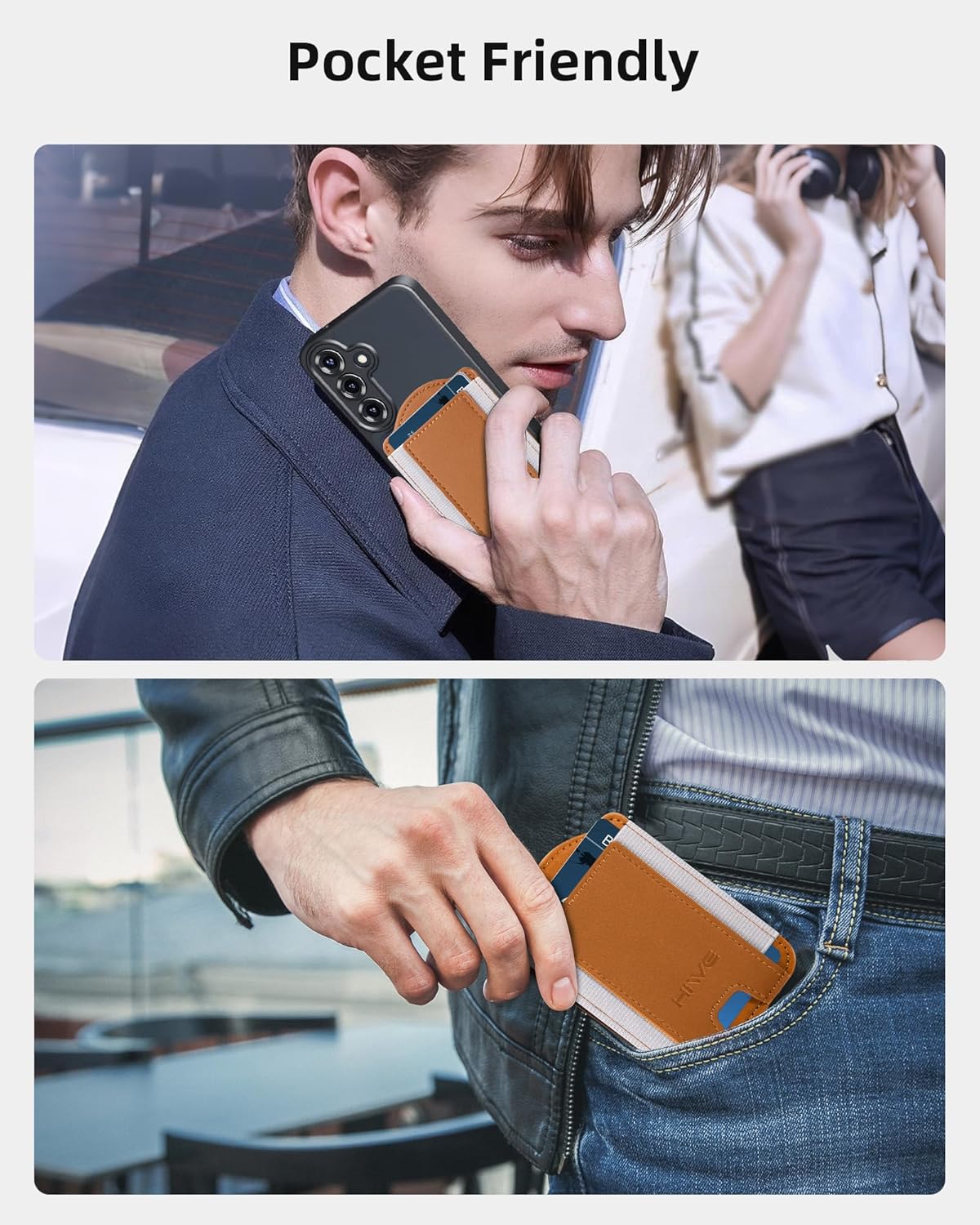 HiWe for MagSafe Wallet for Galaxy S25/S24 Series with Magnetic Case and iPhone 17/16/15/14/13/12 Series, No Case, 6 Cards Holder, RFID Leather Slim, Brown - Image 7