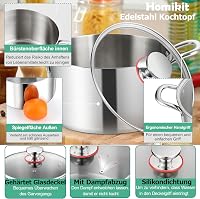 Homikit 24 cm-es rozsdamentes leves- és főzőedény 5,3 L indukciós 3