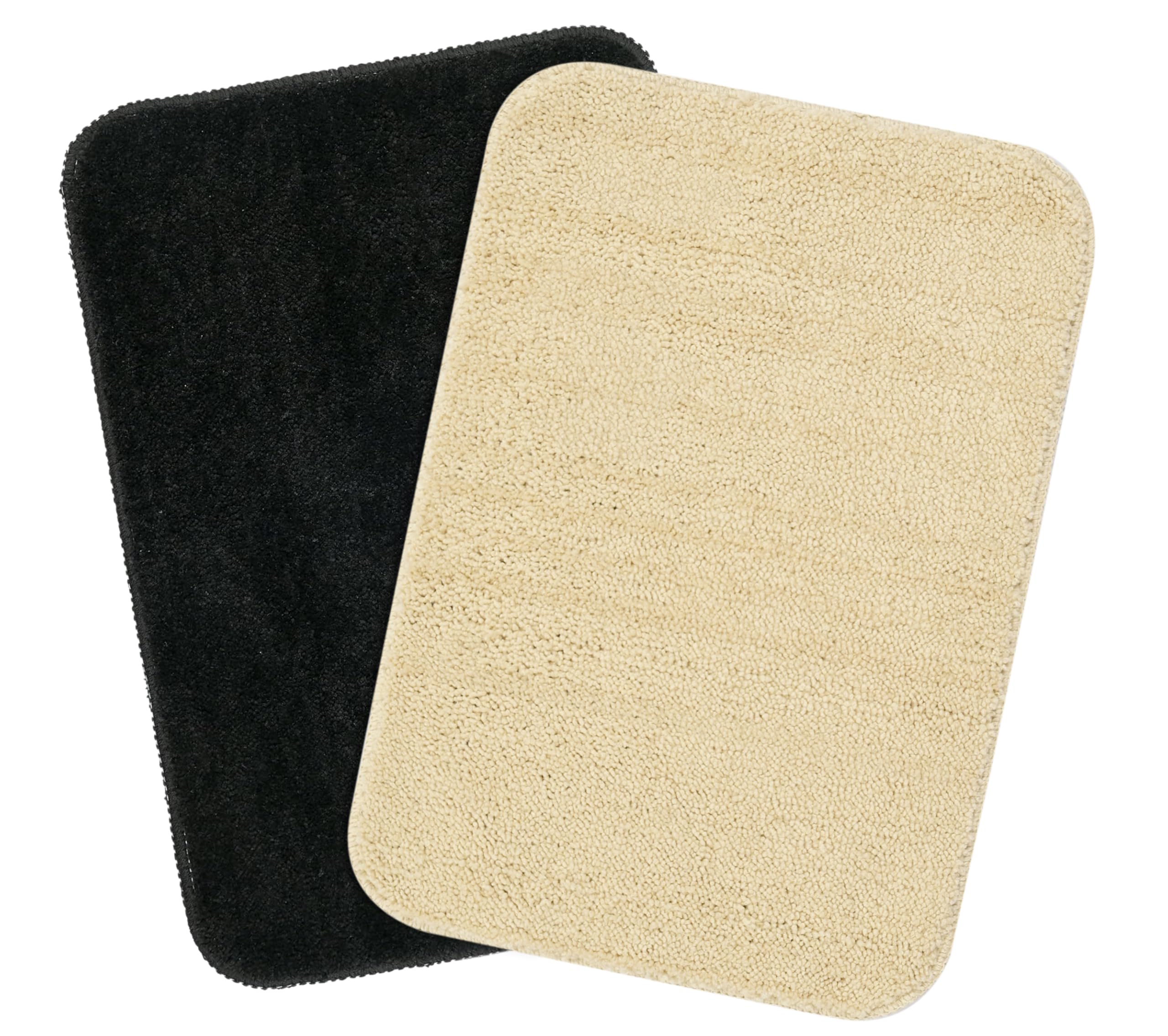 Saral Home Solid Soft Microfibe Antiskid Bathmat 2Pc, Beige-Black. 40x60 cm