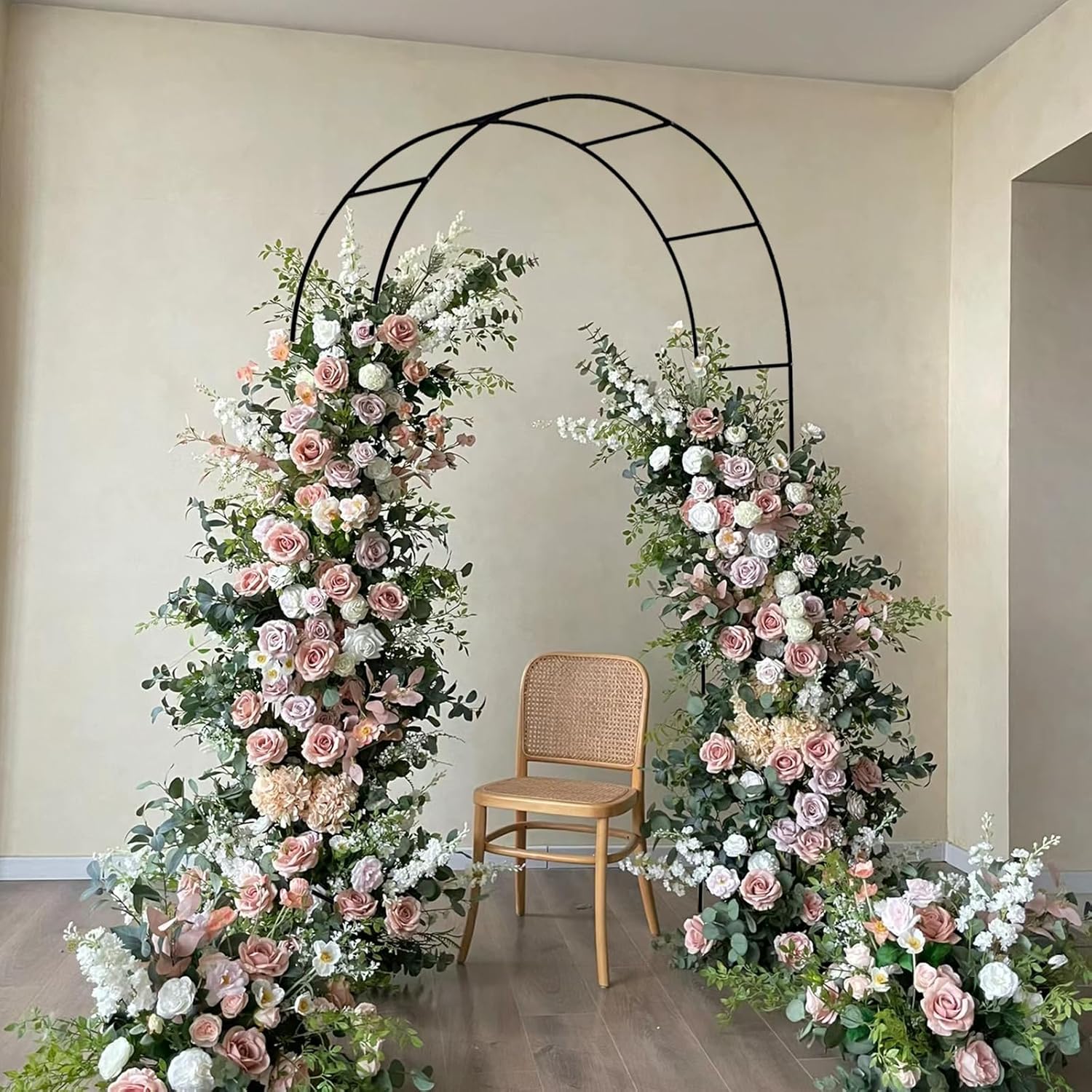 Iron Pergola Arbor Practical, 7.9 Feet High x 4.6 Feet Wide, Assemble Easily for Various Climbing Plant Wedding Garden Arch Bridal Party Decoration Wide Arbor, 2 Pack