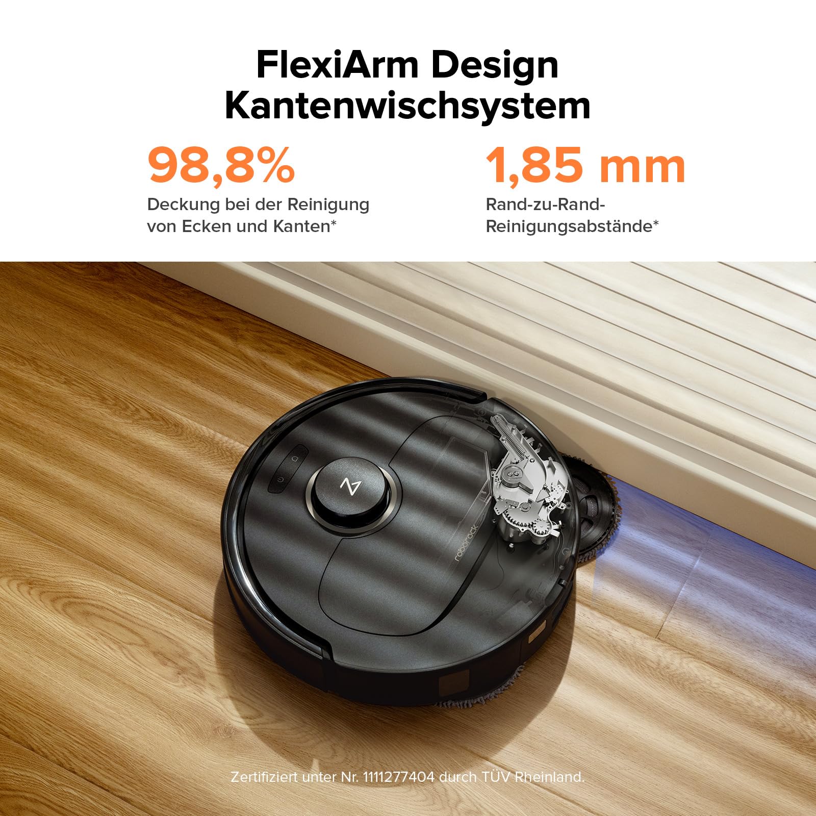 roborock Qrevo Pro Saugroboter mit Wischfunktion&Hebarem Wischmopp, FlexiArm Design Kantenreinigung, 7.000 Pa, 60 °C Heißwasser-Moppwäsche, App-Steuerung (Schwarz) (Generalüberholt)