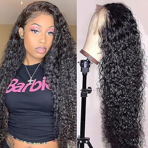 Miniatura 6 de Pelucas onduladas con encaje frontal, ondas profundas, densidad del 180%, prearrancadas, brasileñas, húmedas y de color natural, sin pegamento,