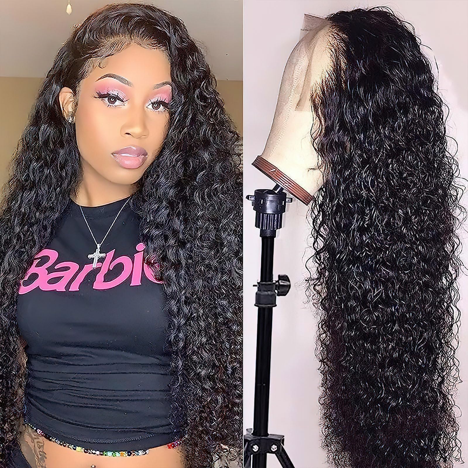 Lace front wig HDLACE RCHD298 FLARE Black Maxi Long Lace Front Wavy Curls Amazon.com : Mairead 28 Inch Long Curly Synthetic Lace Front  main image 3