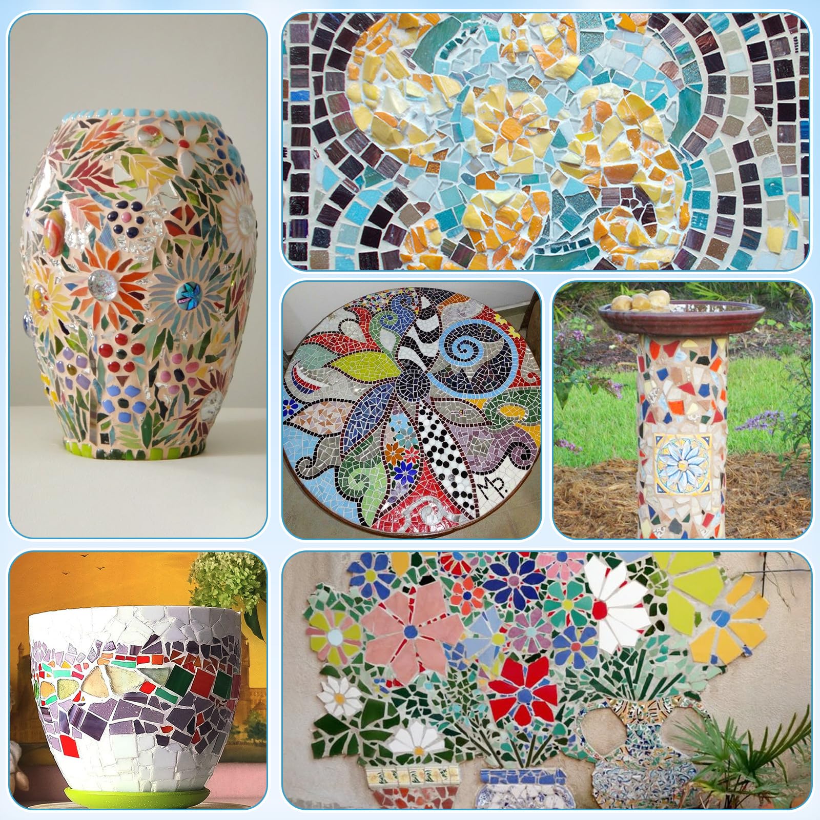 Tofficu Azulejos de Mosaico Cerámicos de 200g Forma Irregular, Prácticos y Creativos para Manualidades DIY en Jardín y Baño