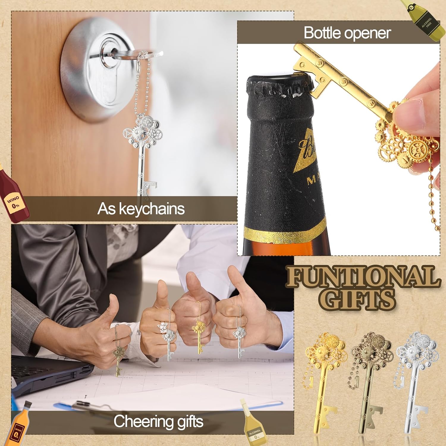 48 Sets Team Appreciation Gifts Bulk for Coworker Employee Metal Bottle Opener Keychain Thank You Card Funny Gift for Volunteers Cheer Team Group Staff