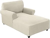 Vista 31 de FantasDecor Funda Elástica para Chaise Lounge Funda de Silla de Celosía con Reposabrazos para Sala de Estar Dormitorio Doble Brazo Tela Jacquard Gris