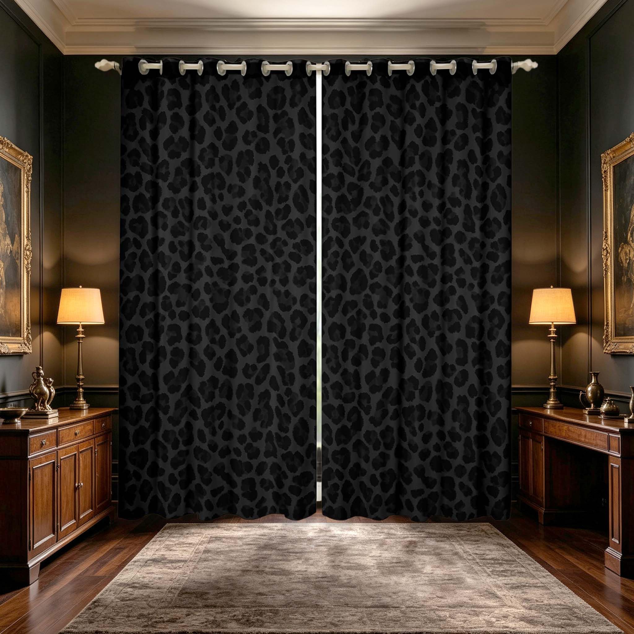 Homemissing Leopard Curtains for Bedroom Living Room Cheetah Blackout Shades Animal Print Room Darkening Curtain Safari Window Treatments, 2 Panels W46*L54 Decor