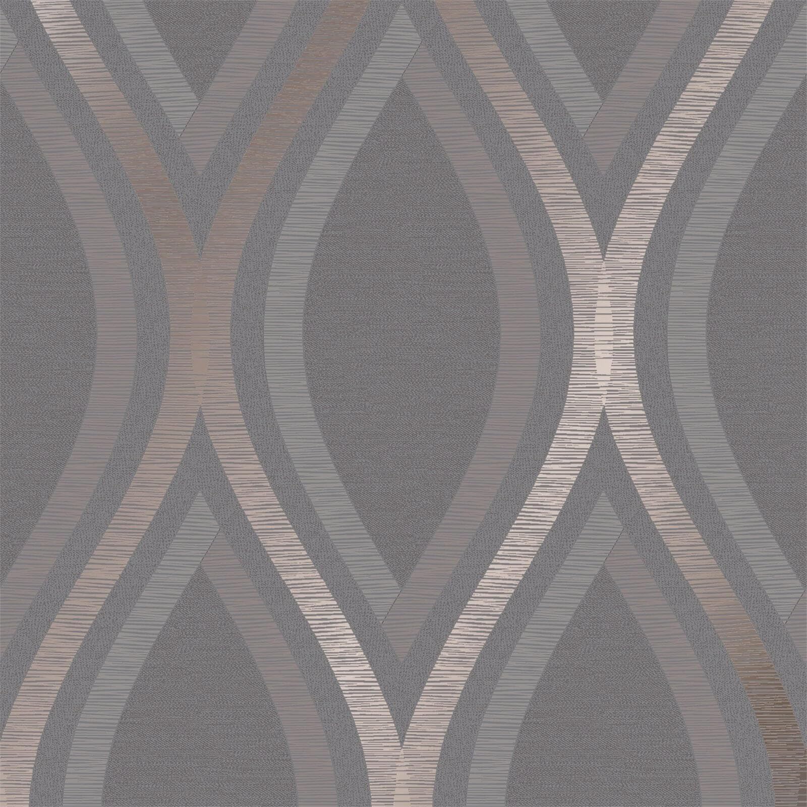 Grandeco Strata Charcoal Rose Wallpaper A44502 - Textured Geo Metallic Geometric