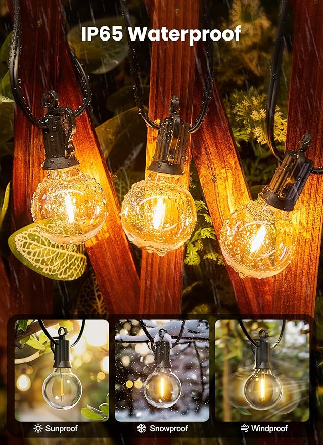 Luces de exterior Brightown 50ft 25 bombillos G40 LED a prueba de agua miniatura 3