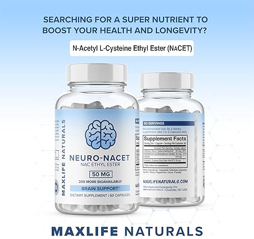 Miniatura 3 de Neuro NACET - 60 cápsulas, éster etílico de N-acetil cisteína - 20 veces más biodisponible glicina NAC suplemento N-acetil cisteína selenio, 10x