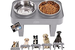 Gorilla Grip Elevated Dog Bowl Stand - Adjustable Dog Food and Water Station