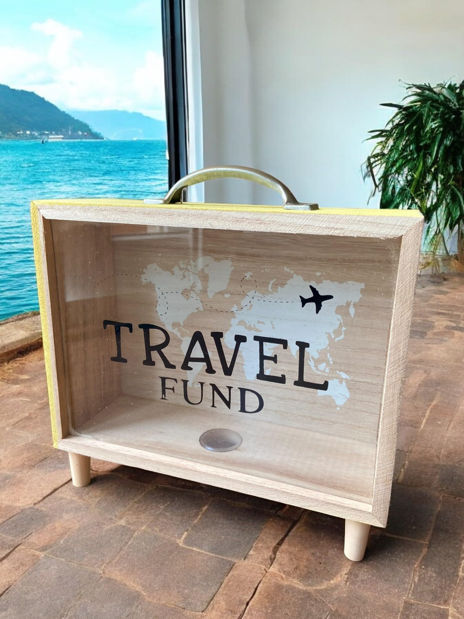 The Birdie Home - Money Saving Bank - Travel Fund Wooden Glass Box - Piggy Bank (Yellow) (B0DCK3YG3G) Amazon Price History, Amazon Price Tracker