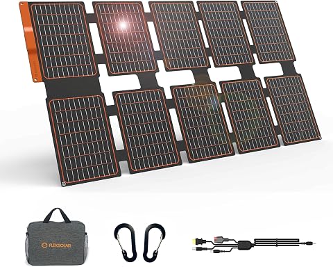 FlexSolar 100W Portable Foldable Solar Panel Charger with USB-C, USB-A, and DC Outputs