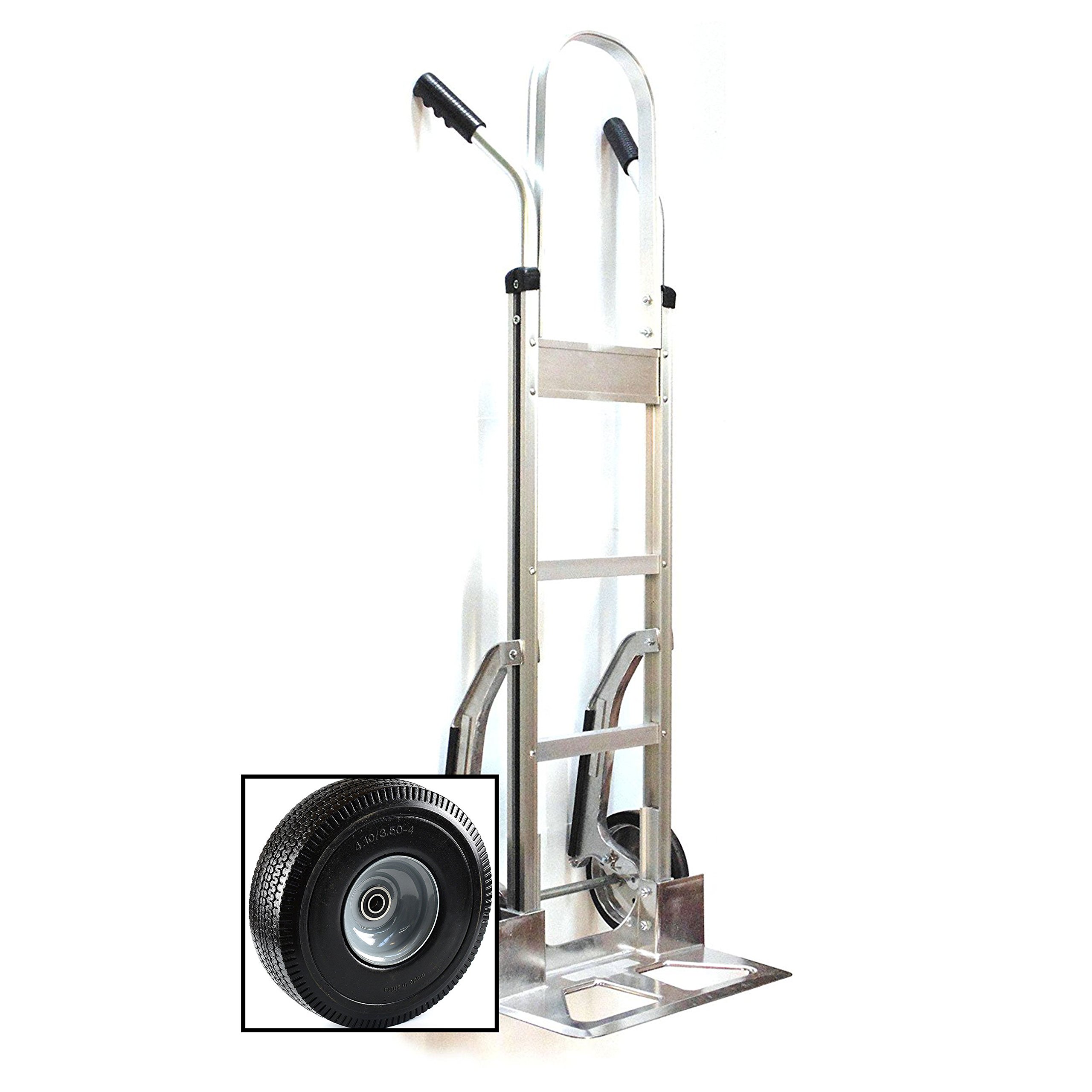 NK HTA-14 (w/PT-006) Heavy Duty PT-006 Aluminum Hand Truck, Stair Climbr, Fully Assembled Without Wheels, Flat Free Wheels