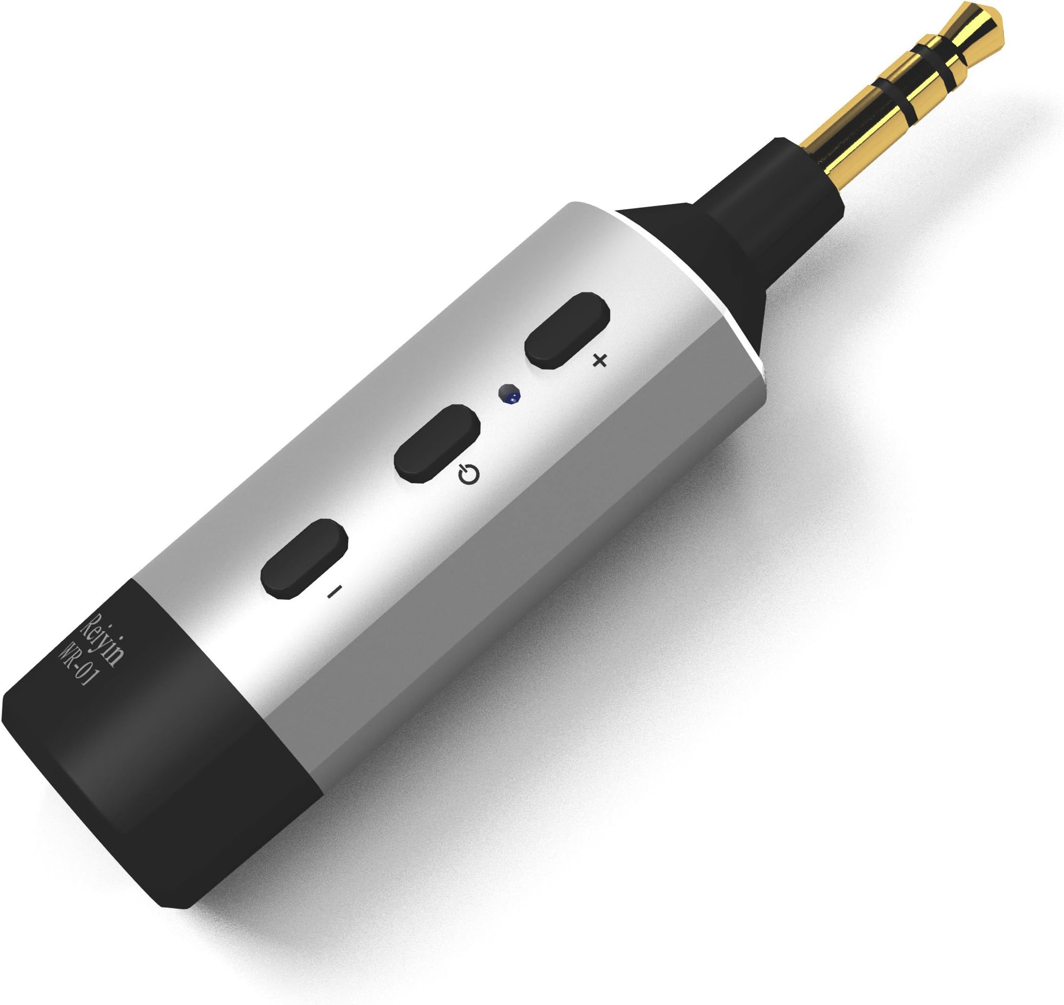 Reiyin WR-01 Wireless Bluetooth 4.1 Receiver, Hands-Free 3.5mm Audio Adapter with Bass Boost Feature for Headphone/Speaker/Car Audio/Home Stereo System