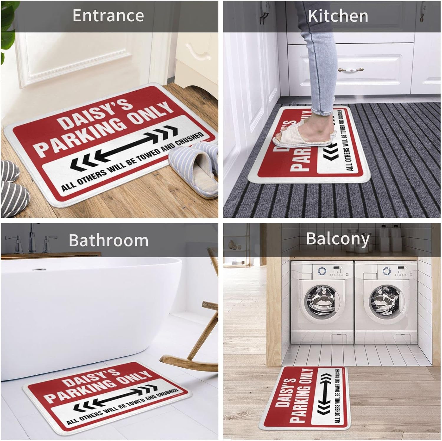 Rustic Kitchen Rugs Daisy'S Parking Only Rug Sports Bar Decor Farmhouse Bath Rug(Size:65X90CM)