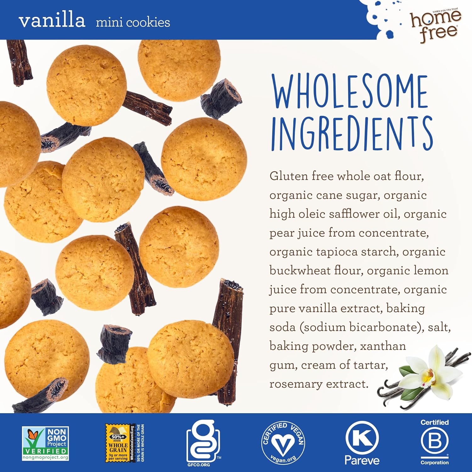 Homefree Treats You Can Trust Gluten Free Vanilla Mini Cookies, Nut Free, 3 LB bulk