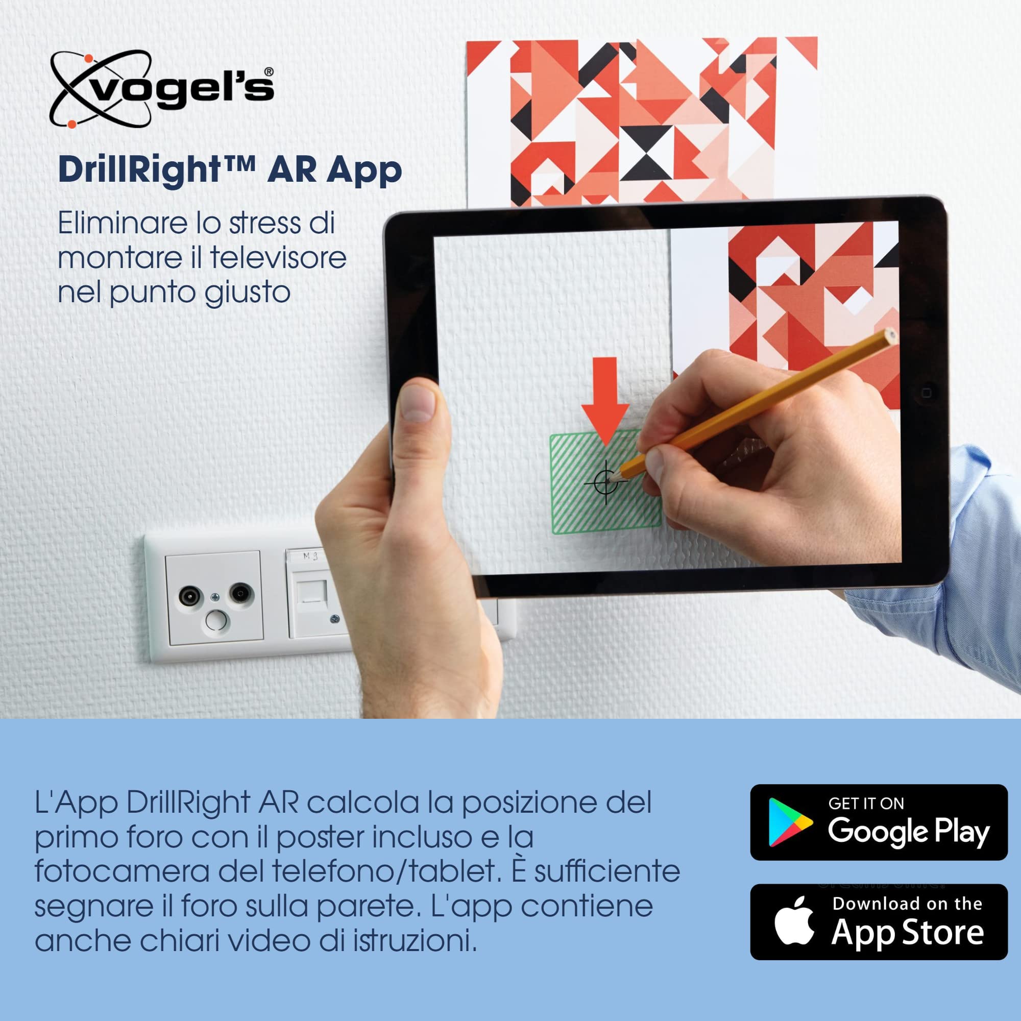 Vogel’s TVM 3465 Supporto TV OLED girevole per televisori da 32-65 pollici, Max. 25 kg, Orientabile fino a 180°, Staffa da parete per OLED full-motion max. VESA 400x400