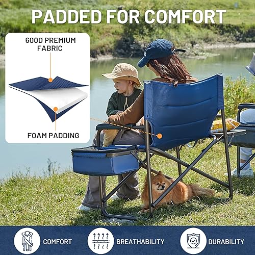 Miniatura 7 de Timber Ridge XXL - Silla de directores de gran tamaño de 600 libras, silla de campamento resistente con bolsa y mesa enfriadora, silla plegable